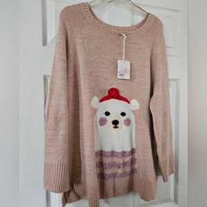 LC Lauren Conrad Pink Bear Sweater